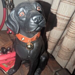 Black Dog Figurine with Orange Collar